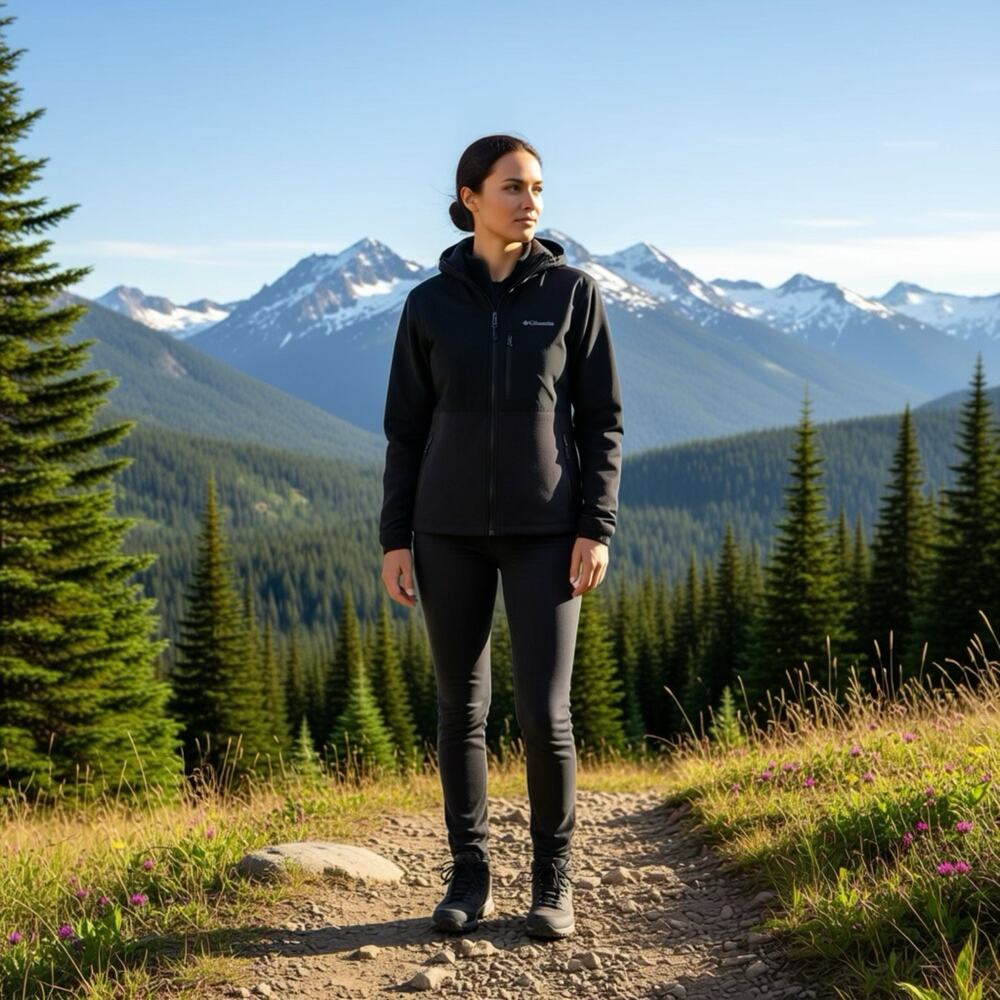 Columbia Women's L Fleece Full Zip Jacket Outdoors Camping Hiking Black Pockets - Picture 2 of 11